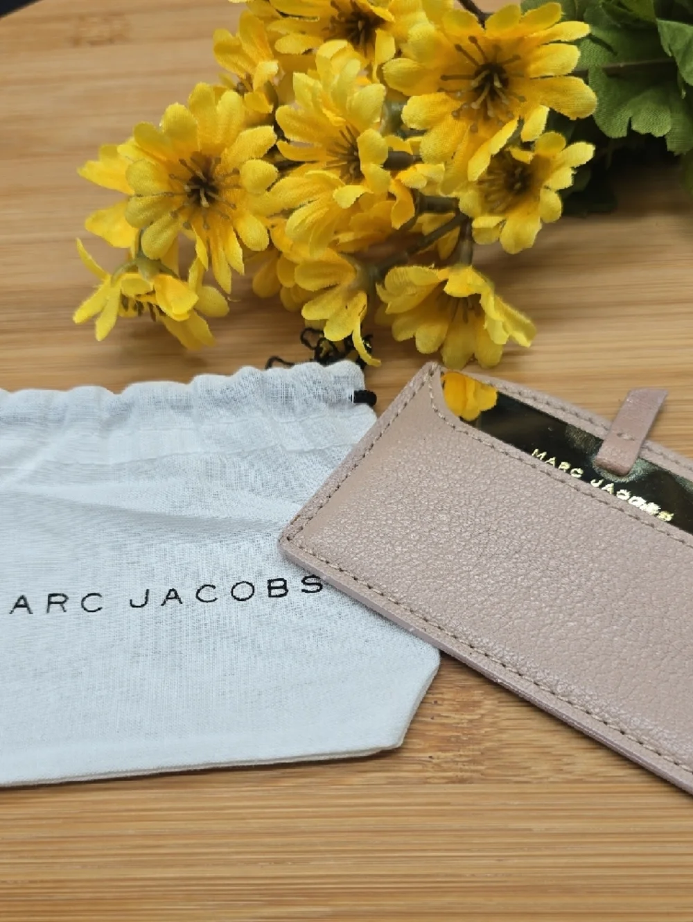 Marc Jacobs | Pale Mauve | Leather | Card Holder with Gold Accent | Dust Cover